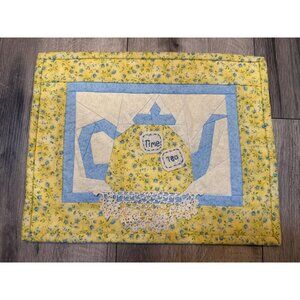 Handmade Quilted Tea Time Table Mat Or Wall Hanger Lace Trim